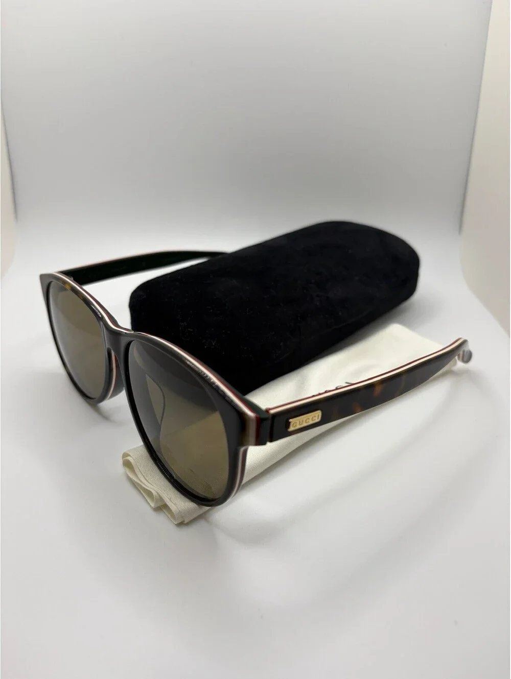 Gucci Round Oval Tortoise Brown Havana GG0271S 57-15-150 With Gucci Case